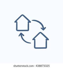 House exchange vector sketch icon isolated on background. Hand drawn House exchange icon. House exchange sketch icon for infographic, website or app.