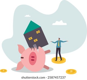 House expense and cost, too expensive payment or high interest rate mortgage .business concept.flat character.