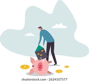 House expense and cost, too expensive payment or high interest rate mortgage .character for design.