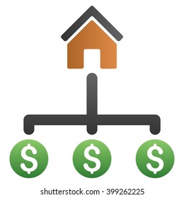 House Expenses Structure vector toolbar icon for software design. Style is a gradient icon symbol on a white background.
