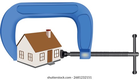 Casa que experimenta presión financiera de una Grande pinza azul c