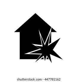House explosion icon. Silhouette vector illustration 