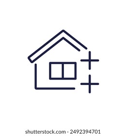 house extension icon, extend a home line vector
