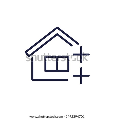 house extension icon, extend a home line vector