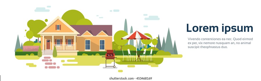 House Exterior Building Flat Vector Illustration