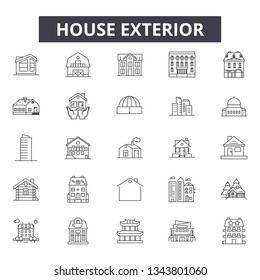 House exterior line icons for web and mobile design. Editable stroke signs. House exterior  outline concept illustrations