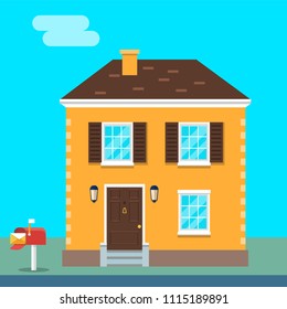 House exterior vector flat illustration front view.