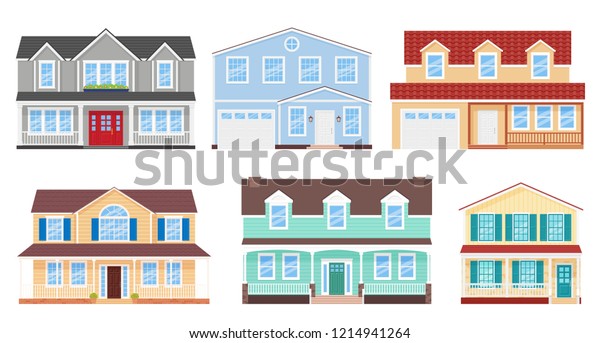 House Exterior Vector Home Facade Set Stock Vector Royalty