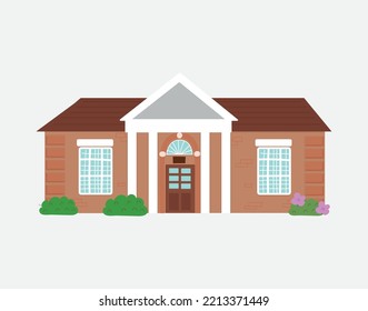 House exteriors icon. Residential town building architecture. Traditional home designs. Hand drawn real estate object with windows, doors and plants. Flat vector illustration isolated on white