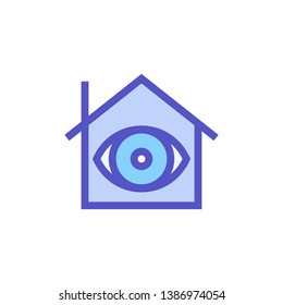 House with eye sign icon - vector