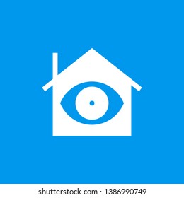 House with eye sign icon - vector