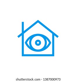 House with eye sign icon - vector