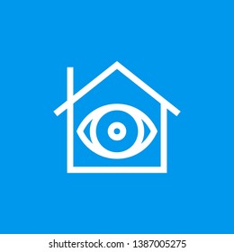 House with eye sign icon - vector