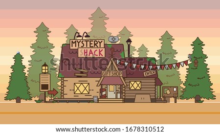 The house is fabulous, cartoon. Village cottage. House in the forest. Holiday Cottage, cottage. A cozy house. One-storey house with an attic. For the family. Vector illustration. Isolated object. Grav