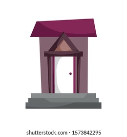 house facade architecture cartoon shadow icon vector illustration