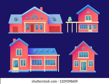 House Facade. Building Front View. Cottage Concept. Vector illustration