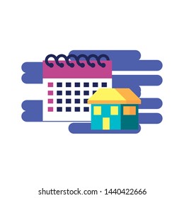 house facade with calendar reminder