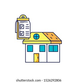 house facade with checklist clipboard vector illustration design