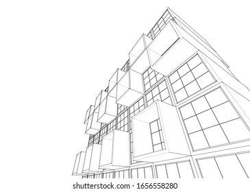 
house facade concept 3d illustration