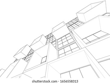 
house facade concept 3d illustration