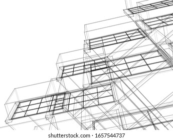 
Gebäudefassade Konzept 3D Illustration
