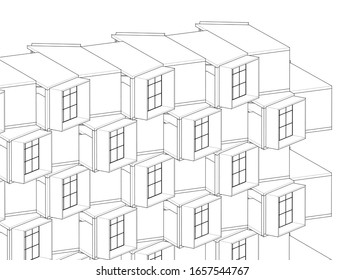 
house facade concept 3d illustration