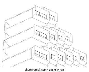 
house facade concept 3d illustration