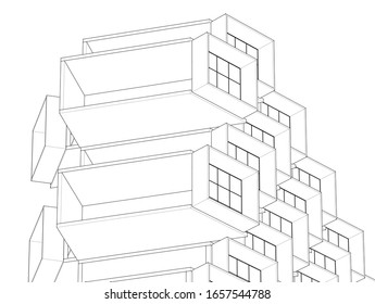 
house facade concept 3d illustration