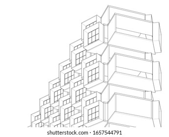 
Gebäudefassade Konzept 3D Illustration