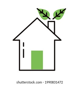 house facade with ecology leafs