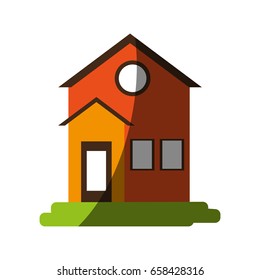 house facade flat illustration shadow