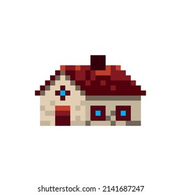 icono de estilo pixelado de fachada de casa