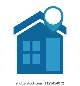 house facade silhouette with pointer location