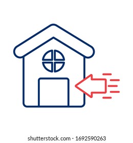 house facade with Stay at home line style vector illustration design