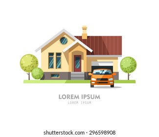 House facade. Traditional cottage. Vector illustration.