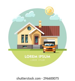 House facade. Traditional cottage. Vector illustration.