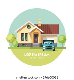 House facade. Traditional cottage. Vector illustration.