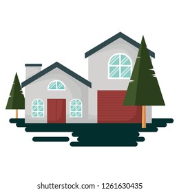 house facade with tree garden
