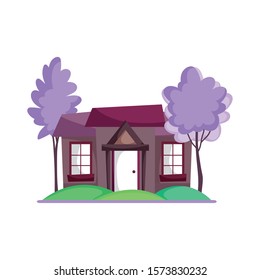 house facade trees nature scenery vector illustration