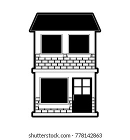 house facade of two floor in black silhouette