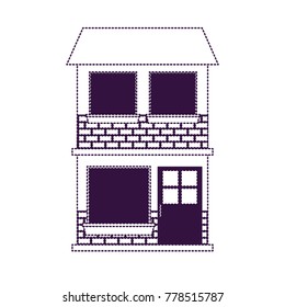 house facade of two floor in purple dotted silhouette