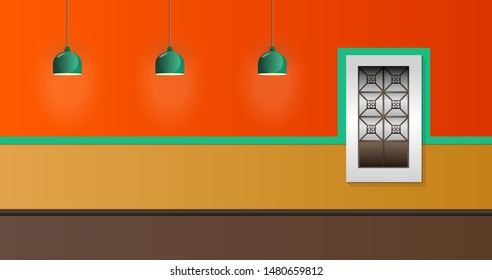 House Facade Vector Illustration Window and Lamp colonial style.