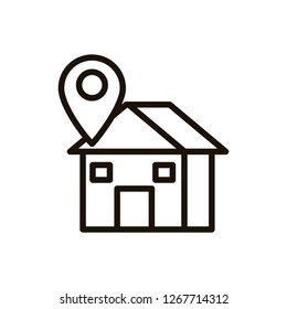 house facase exterior with pointer location