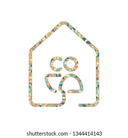 house with family or couple icon. line style. Colored mosaic with polygons