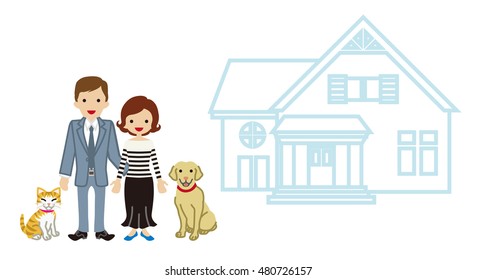 House and Family - Couple and pets