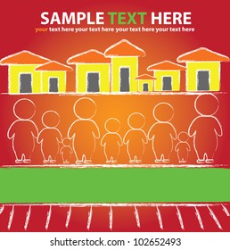 House and family,Vector
