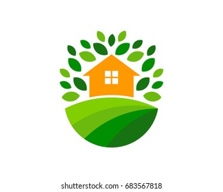 House Farm Icon Logo Design Element