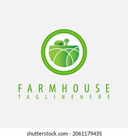 House and farm logo design with green theme