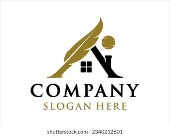 House Feather Quill Logo design concept