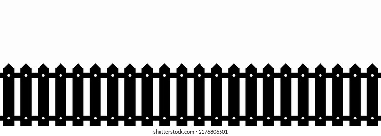 House Fence Black Silhouette Seamless Pattern Vector Illustration